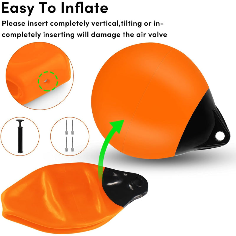 BowLift | 15" Boat Buoy Ball 2pcs Inflatable Boat Fender Vinyl Round Boat Mooring Buoy for Yachts Marinas Sailboats