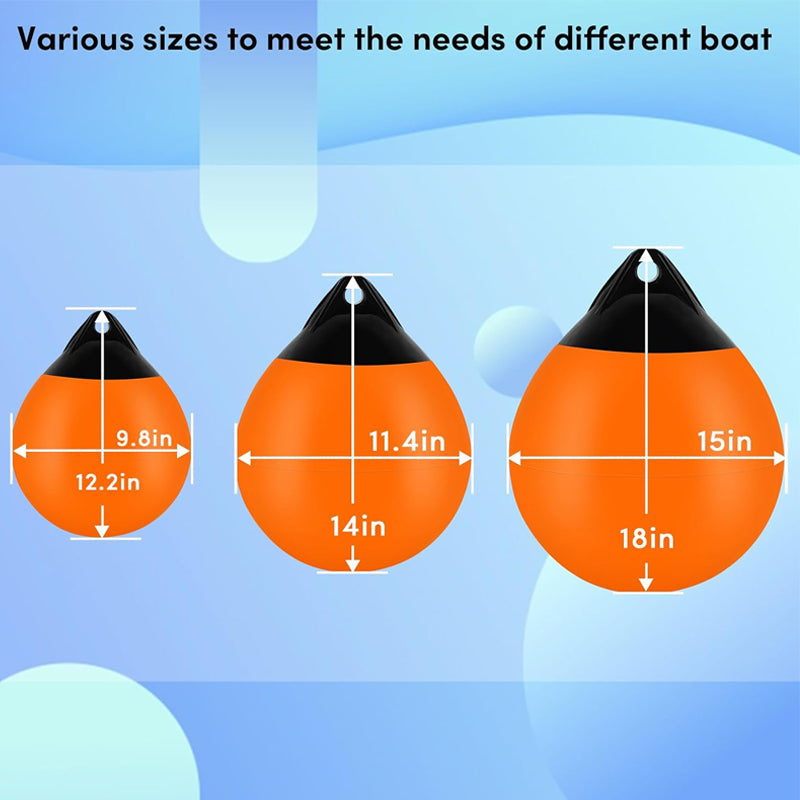 BowLift | 15" Boat Buoy Ball 2pcs Inflatable Boat Fender Vinyl Round Boat Mooring Buoy for Yachts Marinas Sailboats