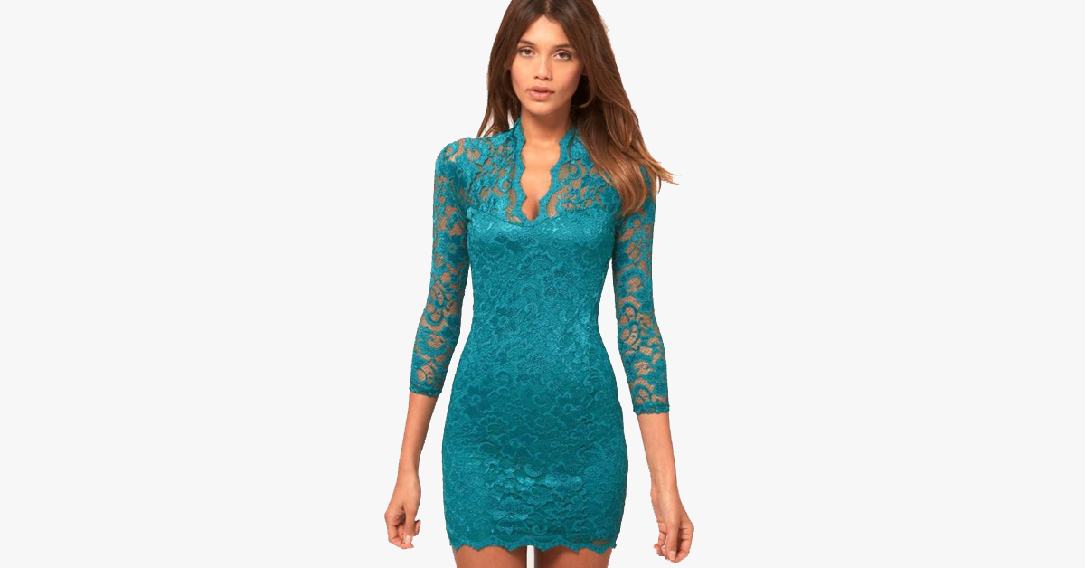 BowLift | Sexy Flower Scalloped V Neck Lace Dress