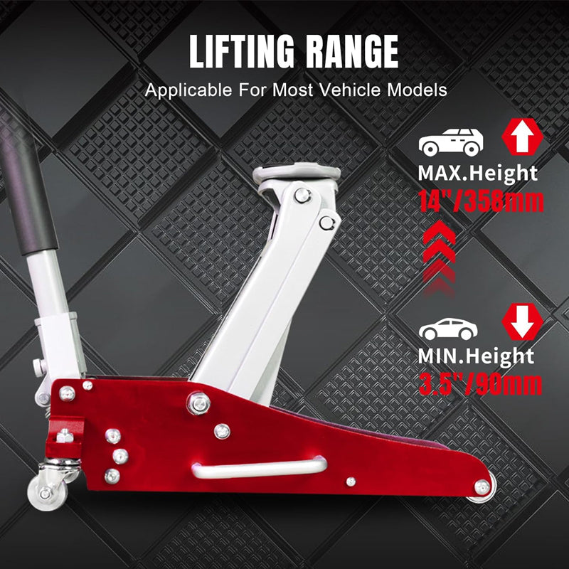 BowLift | 1.5 Ton 3000 lbs Capacity Floor Jack Hydraulic Low Profile Aluminum Steel Racing Floor Jack