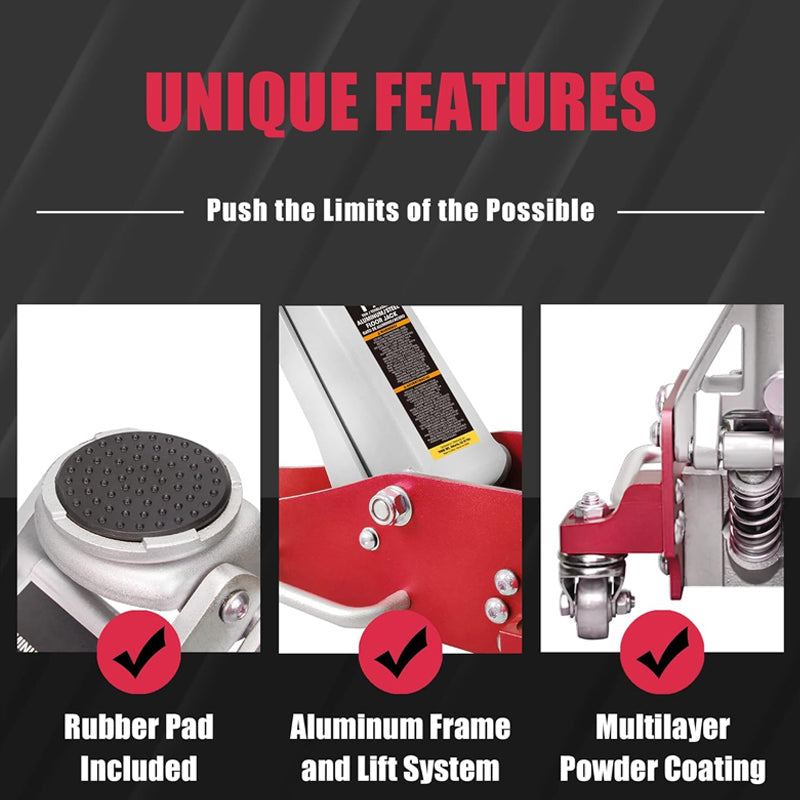 BowLift | 1.5 Ton 3000 lbs Capacity Floor Jack Hydraulic Low Profile Aluminum Steel Racing Floor Jack