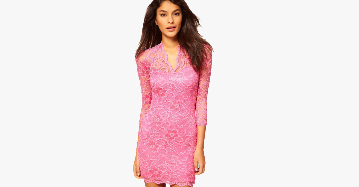 BowLift | Sexy Flower Scalloped V Neck Lace Dress