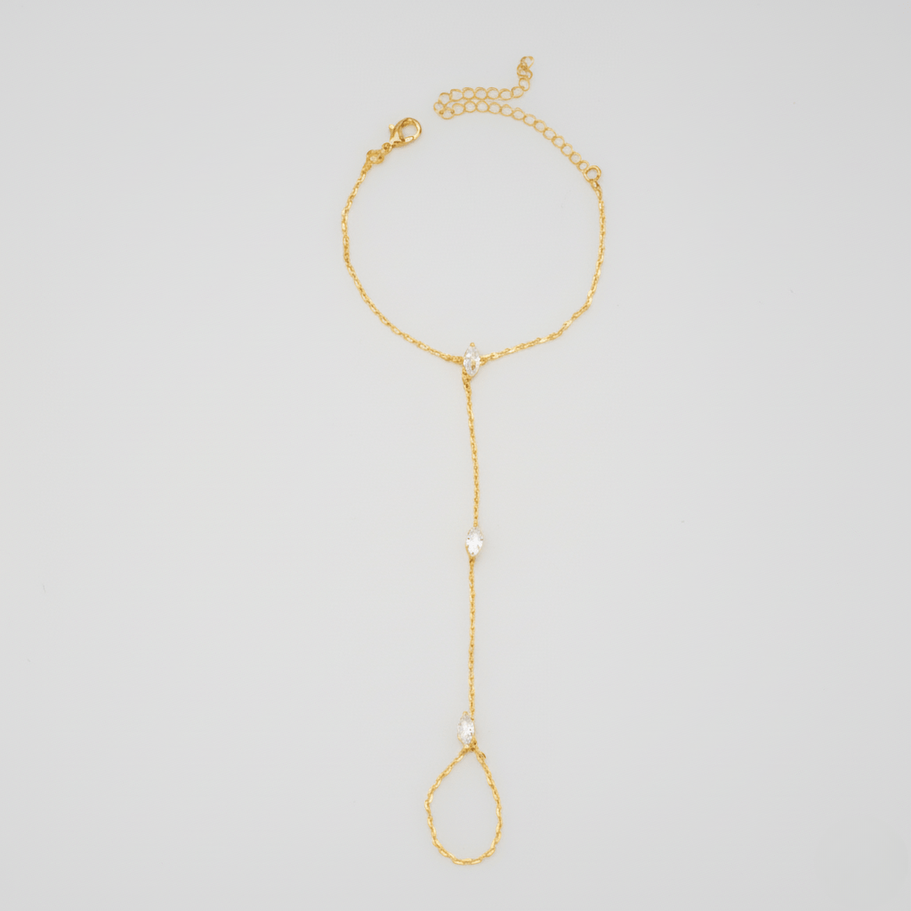 BowLift | Adjustable Finger Ring Bracelet made of Stainless Steel with Crystals