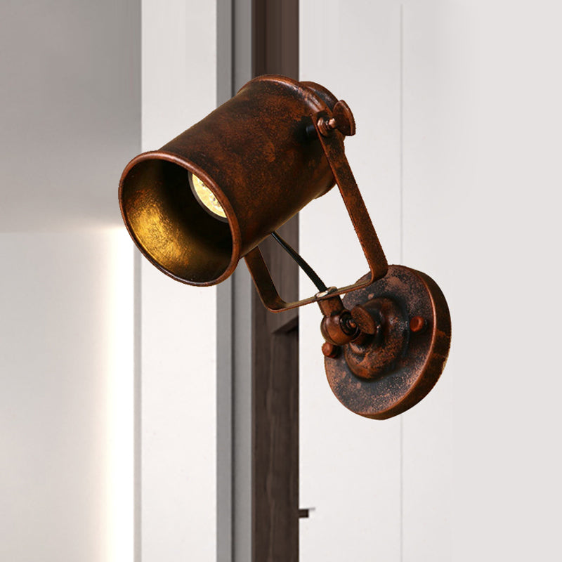 BowLift | Cylinder Metallic Wall Light Antique Style 1 Light Living Room Wall Mounted Light in Black/Rust