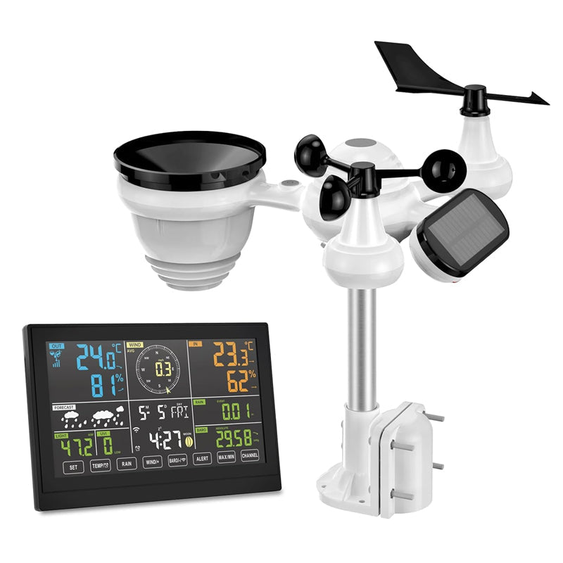 BowLift | Wireless Weather Station 7-in-1 Weather Station 7.5 inch Large Color Display Home Weather Station