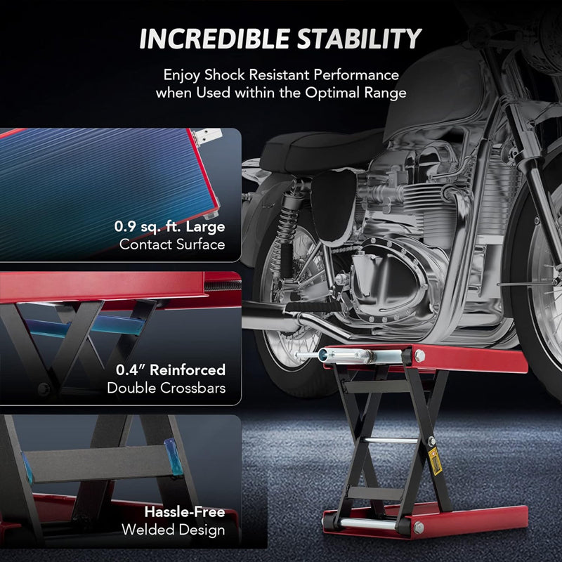 BowLift | 1100 LBS Motorcycle Lift 3.75"-13.8" Motorcycle Scissor Jack for Street Bikes Cruisers Touring Motorcycles