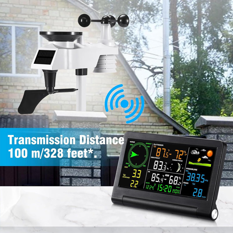 BowLift | Weather Station 9-in-1 Wireless Indoor/Outdoor Weather Station with Sensor and LCD Display