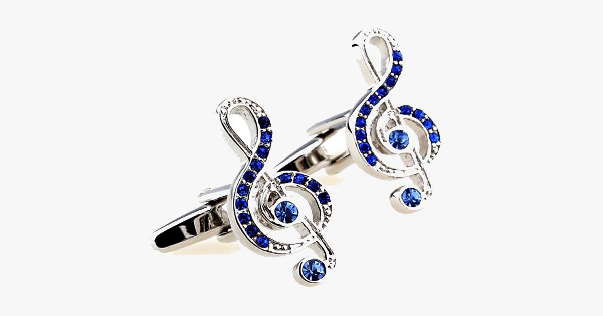BowLift | Fashion-conscious music lover Blue gemstone cufflinks – Musical notes shapeable robust cufflinks for fashion-conscious men