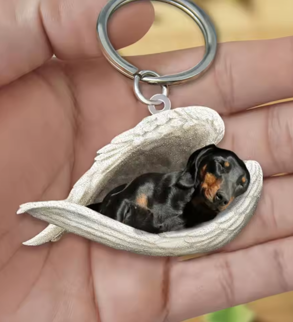 BowLift | Dachshund Sleeping Angel Acrylic Keychain