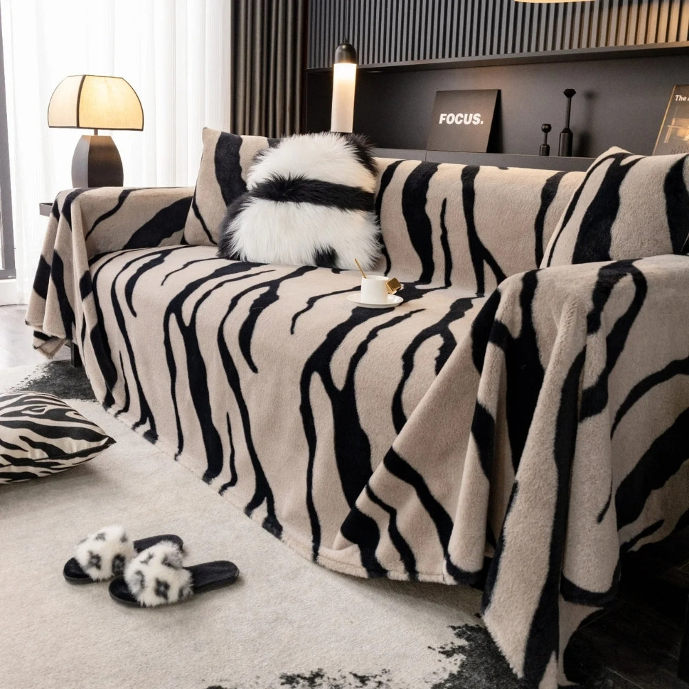 BowLift | Wild Stripes Zebra Fleece Sofa Cover