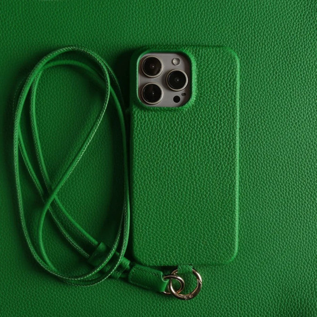 Genuine Leather Phone Case with Crossbody Strap