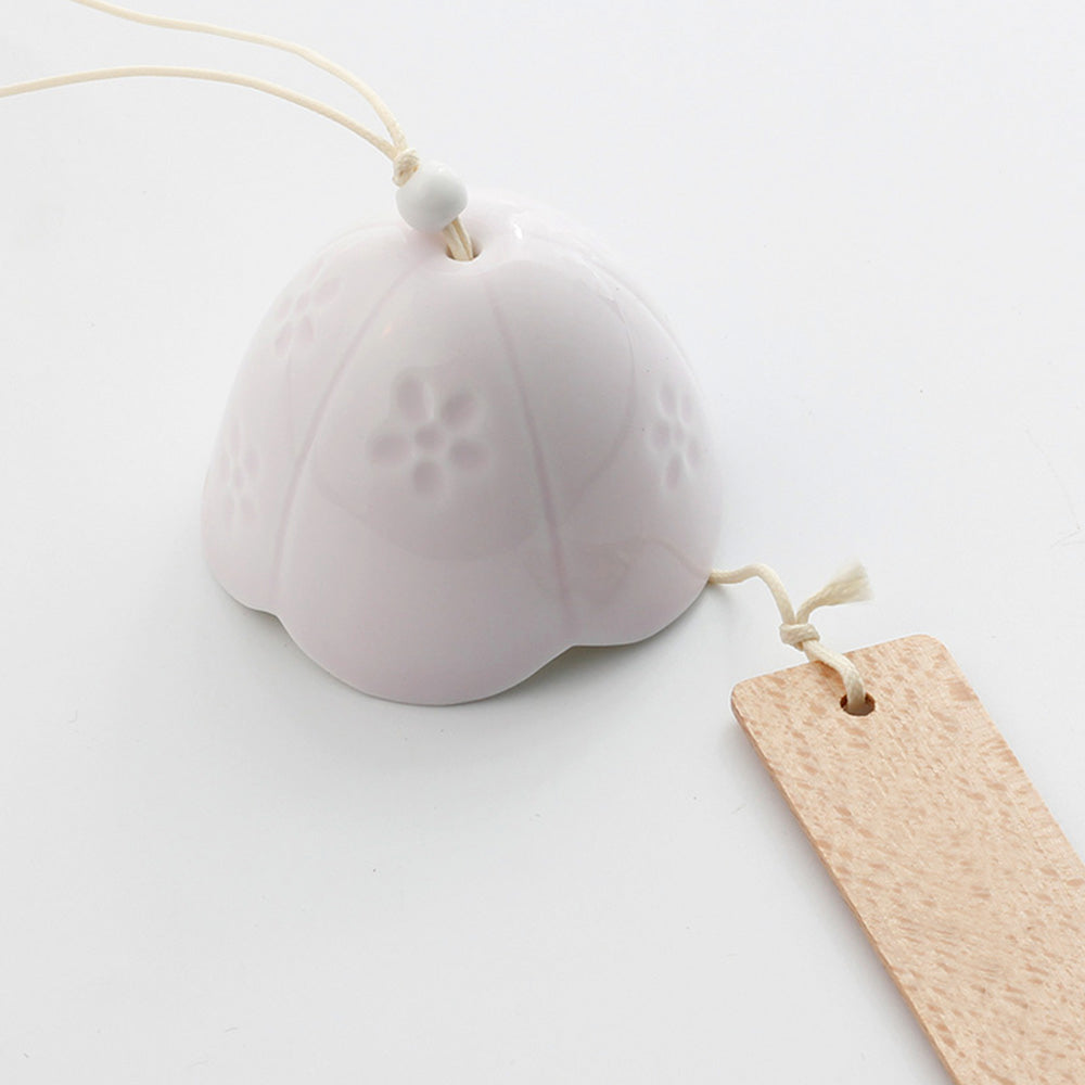 BowLift | Japanese Ceramic Bells, Sakura Bell Rings, Hanging Garden Bells, Living Space Garden Decoration, White