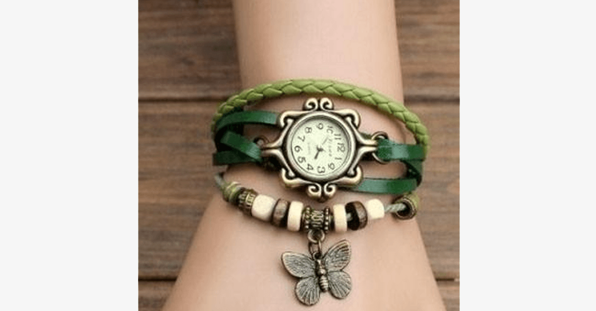 BowLift | Butterfly Wrap Watches - Multicolored Genuine Leather Snap Back Watch