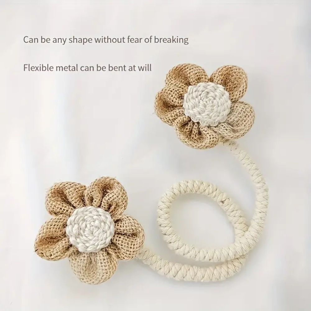 BowLift | Floral Hemp Curtain Tie Back | 2Pcs Set