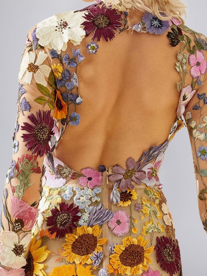 3D Floral Dress with Sustainable Fabric and Elegant Detailing