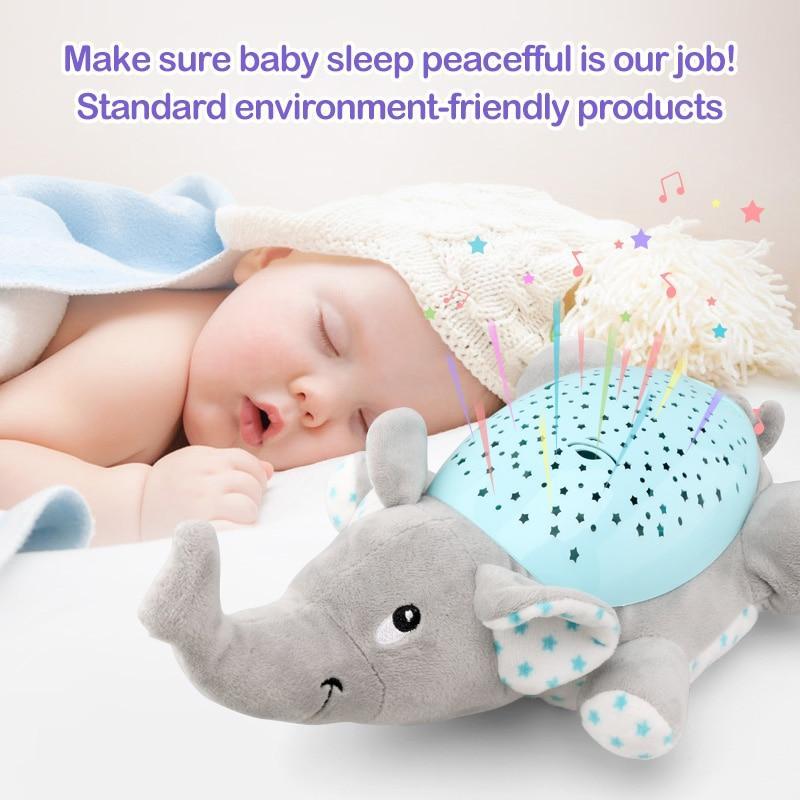 BowLift | Baby Sleep LED Lighting Stuffed Animal Led Night Lamp Plush Toys With Music & Stars Projector Light