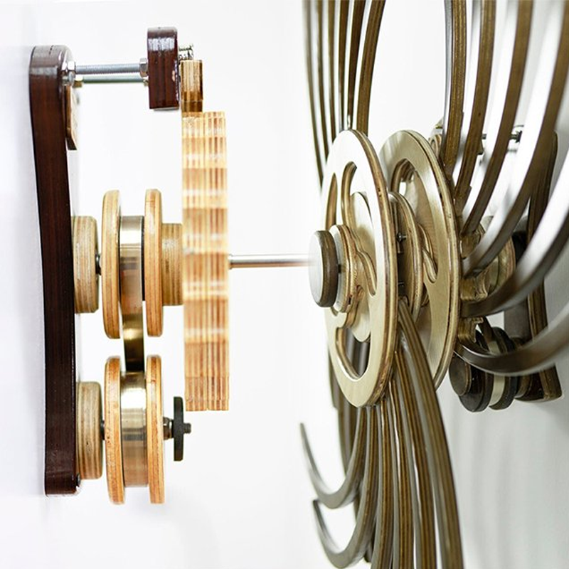 BowLift | Handmade Kinetic Wall Sculpture | Mechanical Spring-Driven Wooden Automata | 14-24 Hour Runtime | Precision-Balanced Hardwood Gears | 35cm Geometric Wall Art | Style 1 (Boomerang) & Style 2 (Vice Versa)