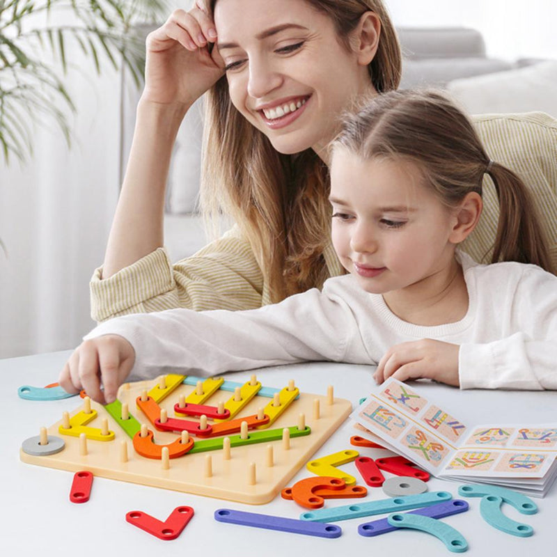 BowLift | Montessori Toys Pegboard Puzzle, Wooden Educational Board for Toddlers