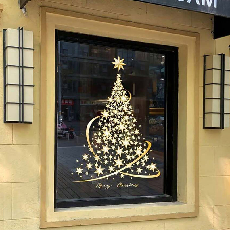BowLift | Golden Christmas Tree Window Clings Stickers for Glass