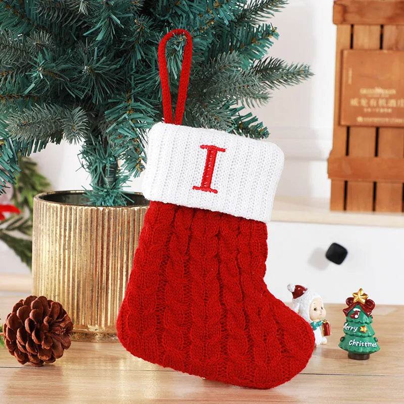 BowLift | Cute Letters Christmas Stockings Decorative Creative Tree Pendant Wool Knitted Socks