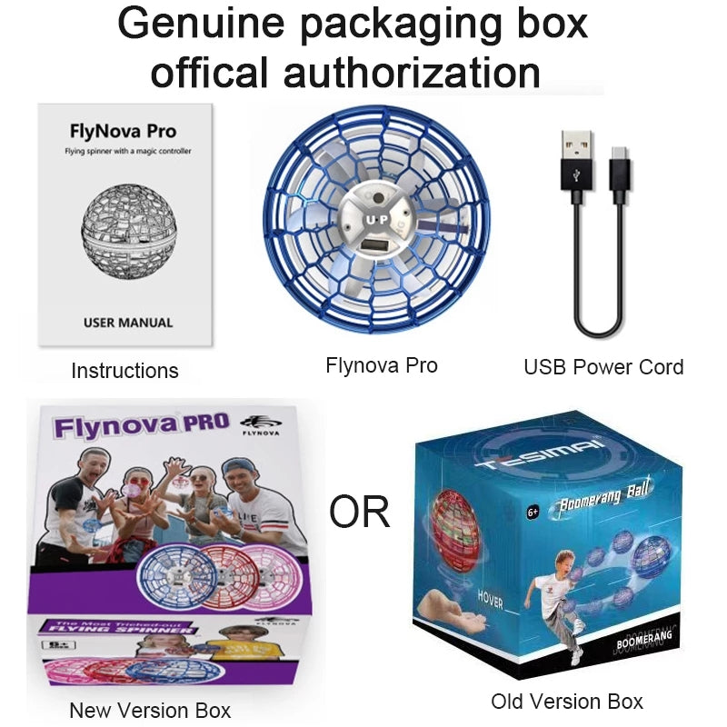 BowLift | Flynova Pro Flying Ball Spinner Toy Hand-controlled Drone Helicopter 360 Degree Rotating Mini UFO with Light Kids Gifts