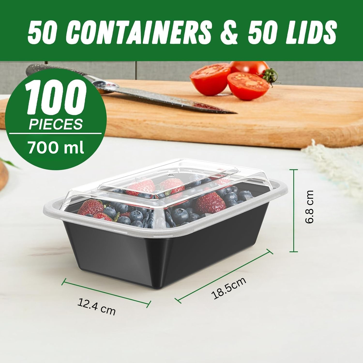 BowLift | 50-Pack Reusable Meal Prep Containers with Lid, Leakproof