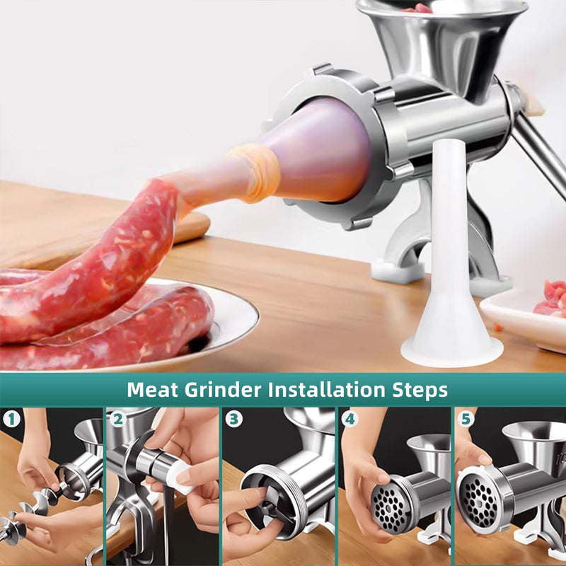 BowLift | Manual Meat Grinder Sausage Maker Table Mount Mincer Sausage Stuffer Funnel