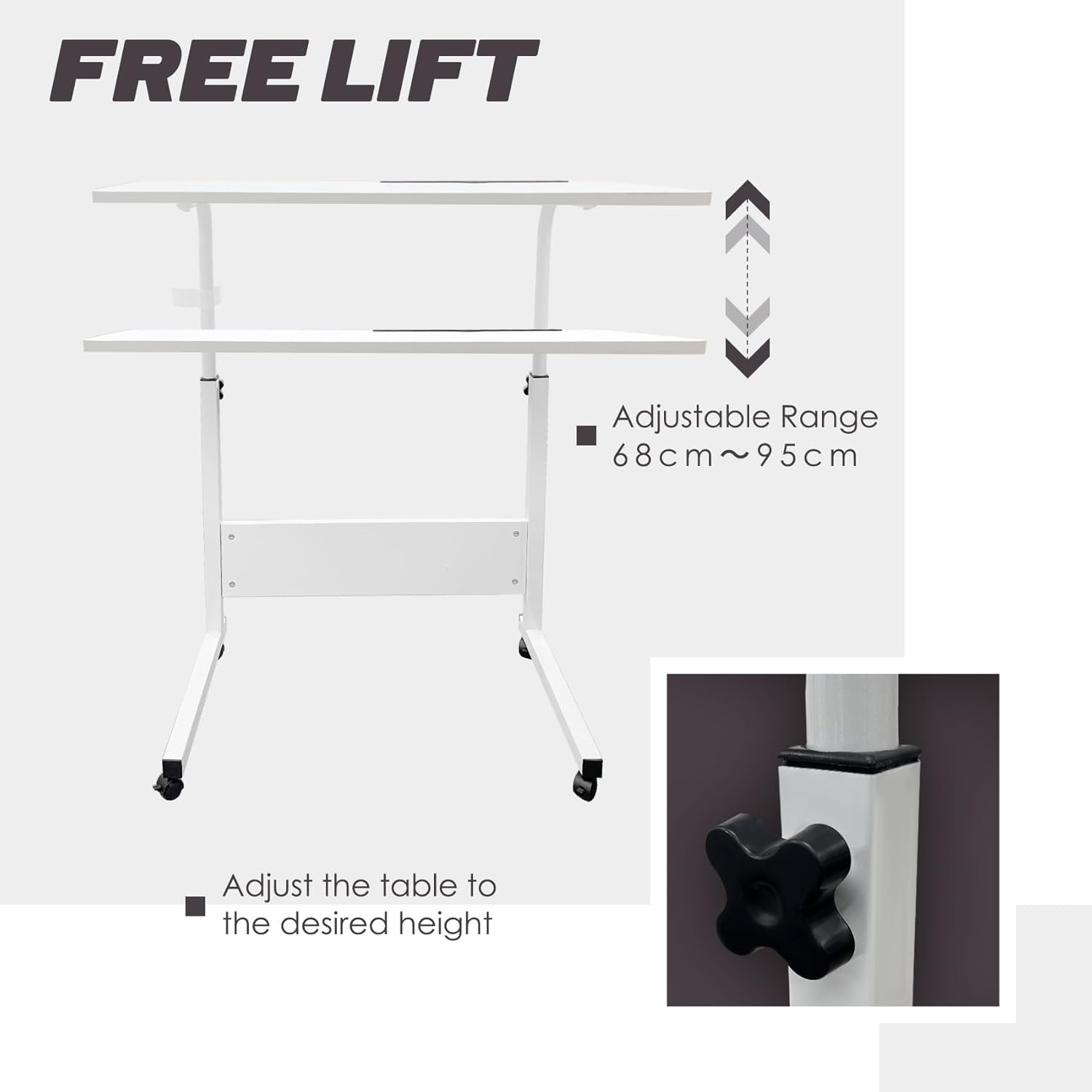 BowLift | Adjustable Laptop Desk | Multi-Purpose, Height-Adjustable & Mobile for Home Office, Bedside or Sofa Use