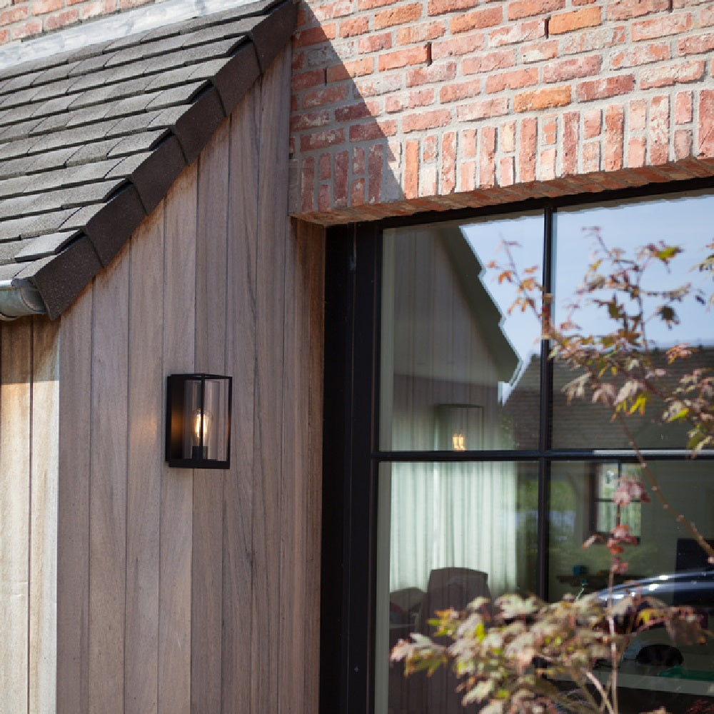 BowLift | Lutec 5288803012 Flair Matt Black Outdoor Vintage Flush Lantern Wall Light