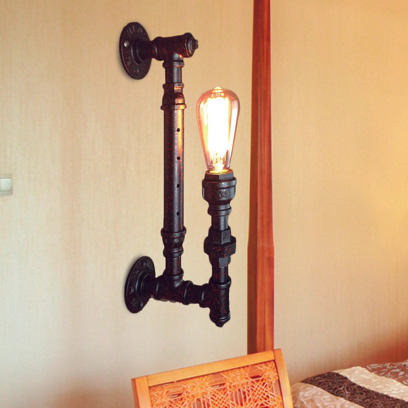 BowLift | Black Finish 1-Light Wall Lamp Fixture Industrial Iron Pencil Pipe Wall Lamp for Bar