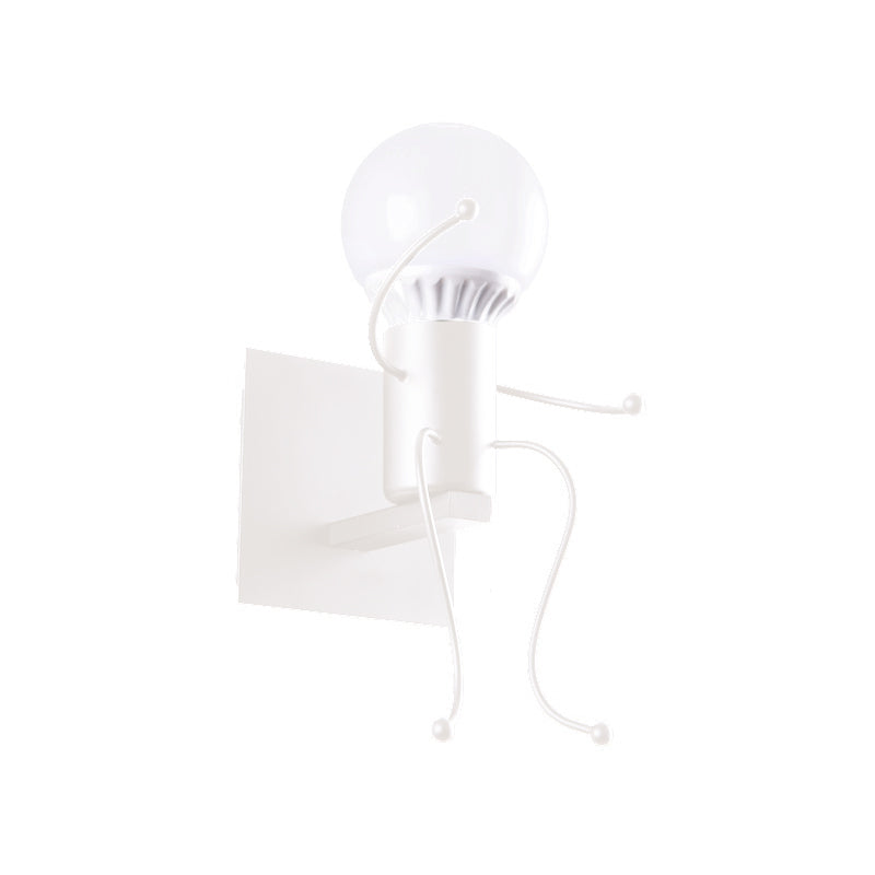 BowLift | Black/White Human Shape Wall Lamp Art Deco Metallic 1/2-Cap Bedside Wall-mounted Lighting