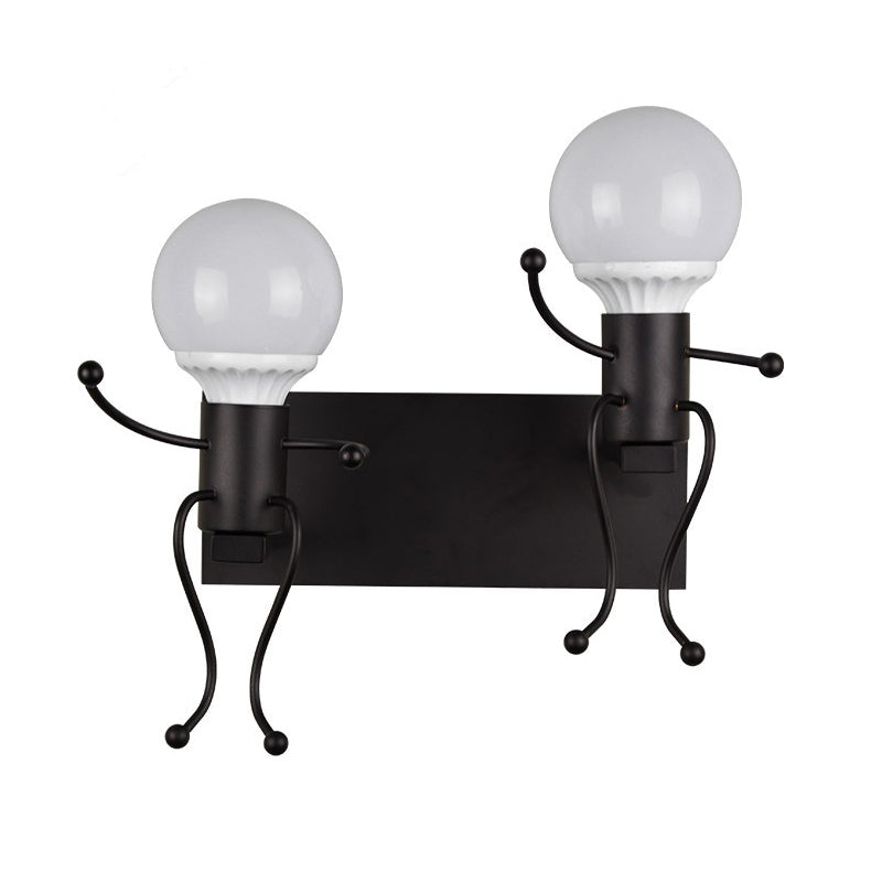 BowLift | Black/White Human Shape Wall Lamp Art Deco Metallic 1/2-Cap Bedside Wall-mounted Lighting