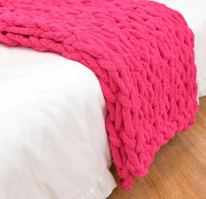 BowLift | Chenille Chunky Knitted Blanket, Thick Cable Knit Throw for Couch Bed Sofa
