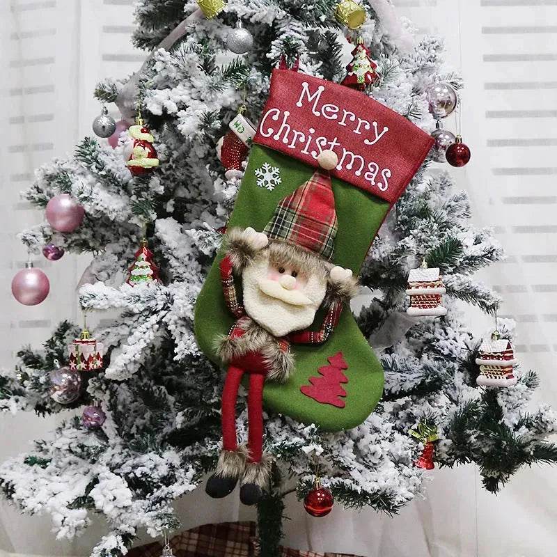 BowLift | 2025 New Year Xmas Big Stockings Set Decorations Christmas 3D Plush Big Sock Christmas Tree Pendant Decorating Supplies