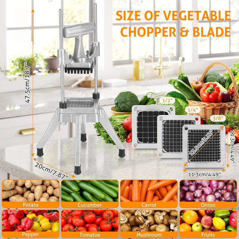 BowLift | 1/4″ & 3/8″ & 1/2" Blade Vegetable Chopper Dicer Stainless Steel Commercial Fruit Chopper