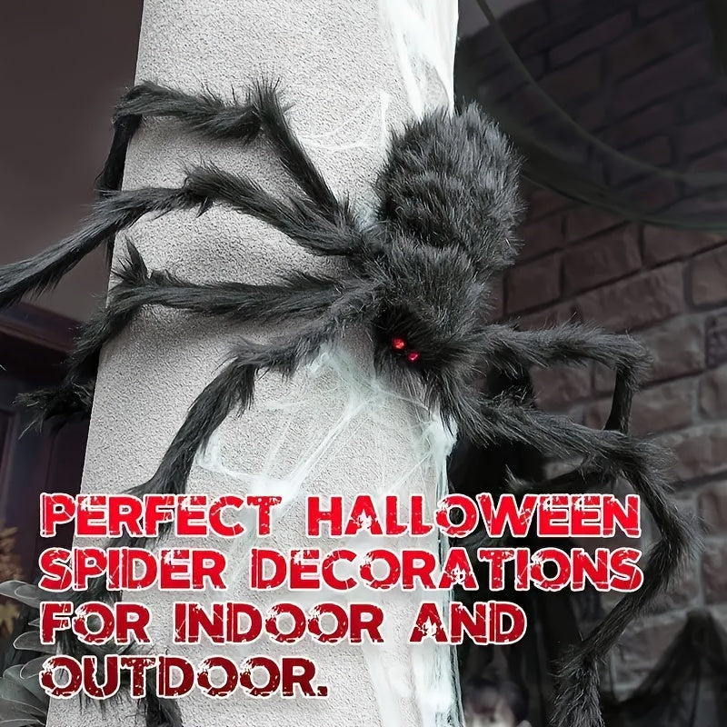 BowLift | WebCreeper Halloween Decoration Set – 2 Giant Spiders 50cm with Stretchy Spider Web