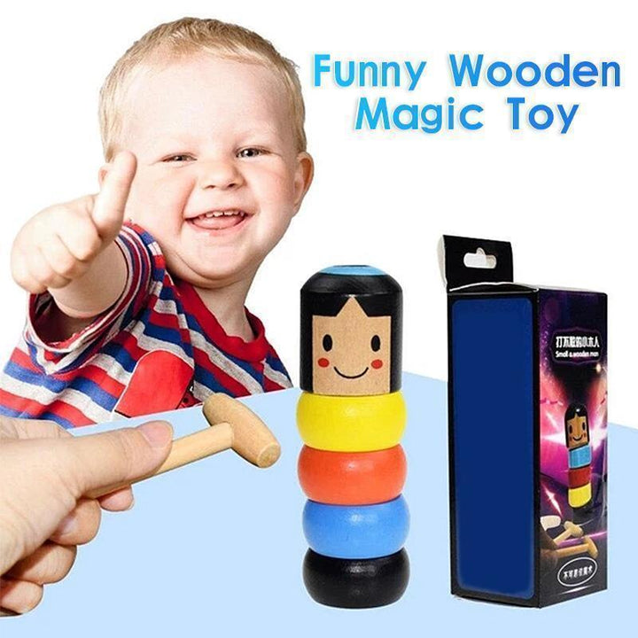 BowLift | Magic Wooden Man Toy | Unbreakable Trick Figure | Classic Educational Play | 10cm
