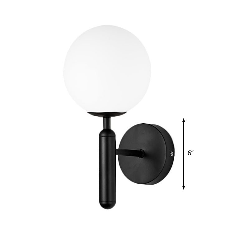 BowLift | 1 Light Clear Textured Glass Wall Sconces Light Modern Black Globe Bedroom Lighting Fixture