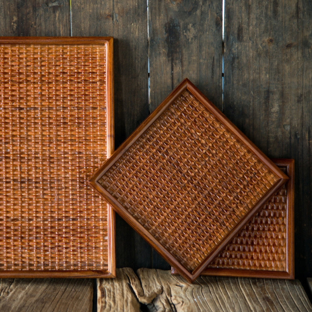 BowLift | Artisanal Rattan Wooden Tea Tray