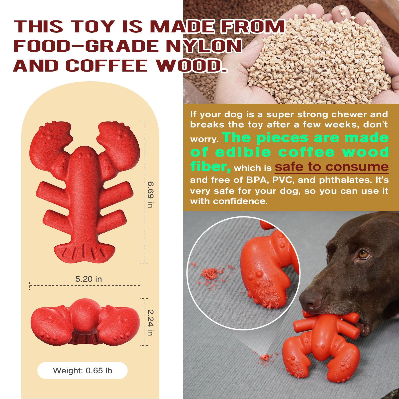 Lobster Chew Stick – Durable Dog Toy for Medium & Large Breeds
