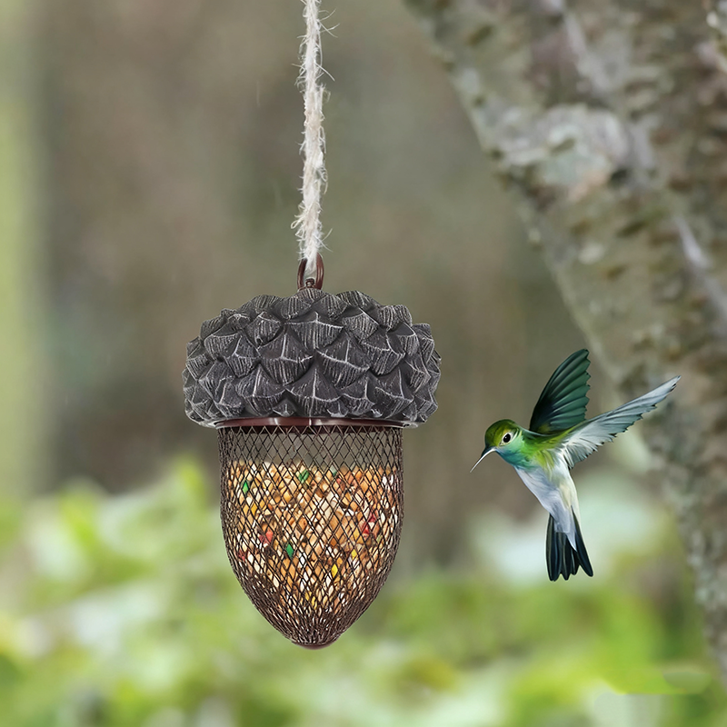BowLift | Hummingbird Acorn Wrought Iron Bird Feeder