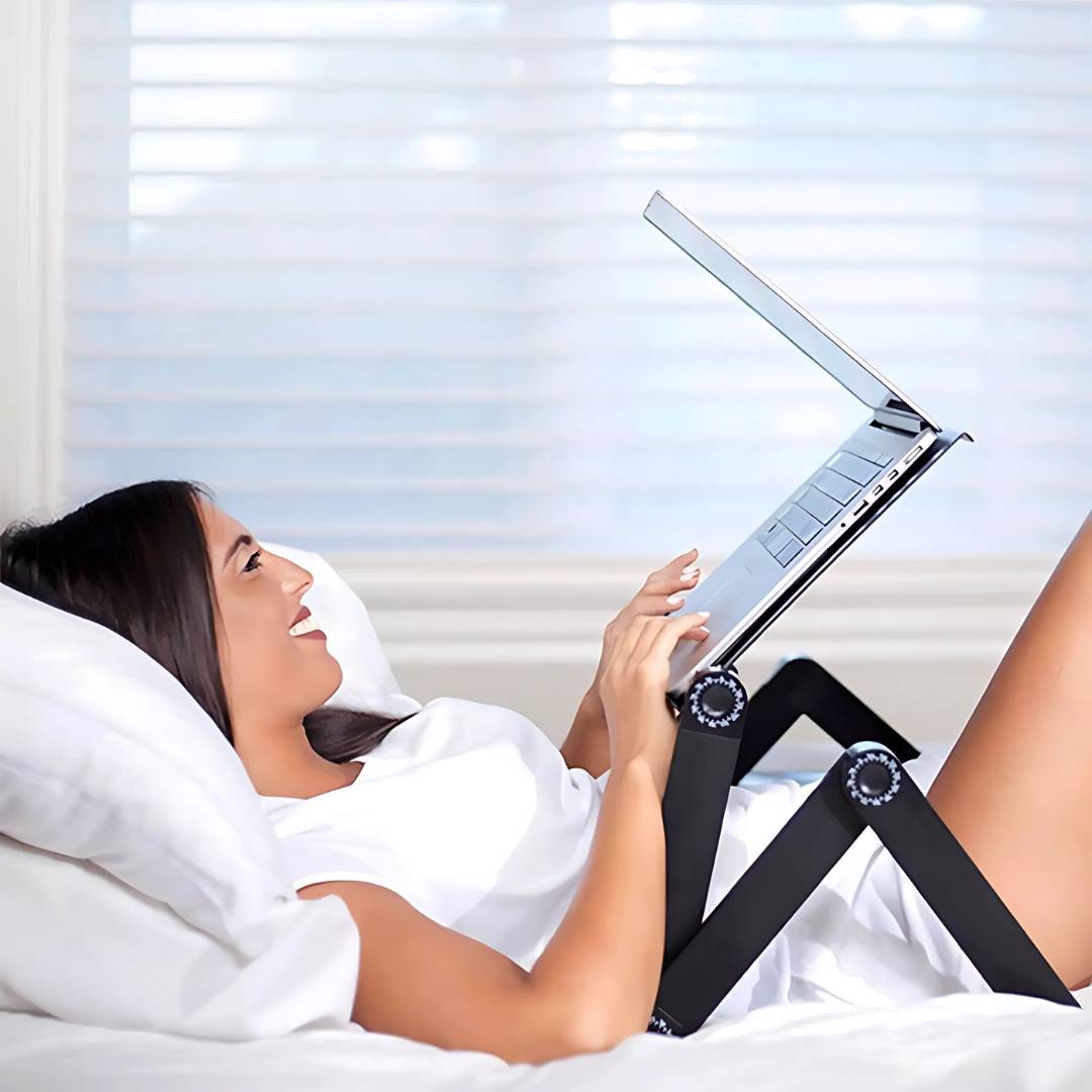 BowLift | Adjustable Laptop Stand for Bed, Couch & Desk - Ergonomic Design with Cooling Function for Comfort and Productivity