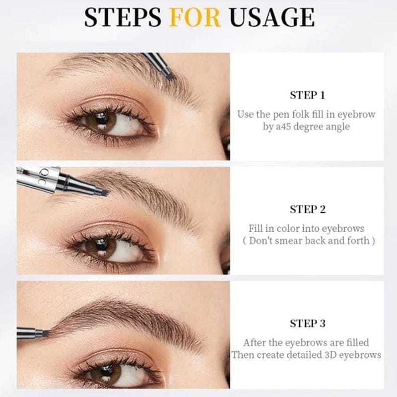 BowLift | Waterproof 3D Microblading Eyebrow Pencil with 4 Fork Tips