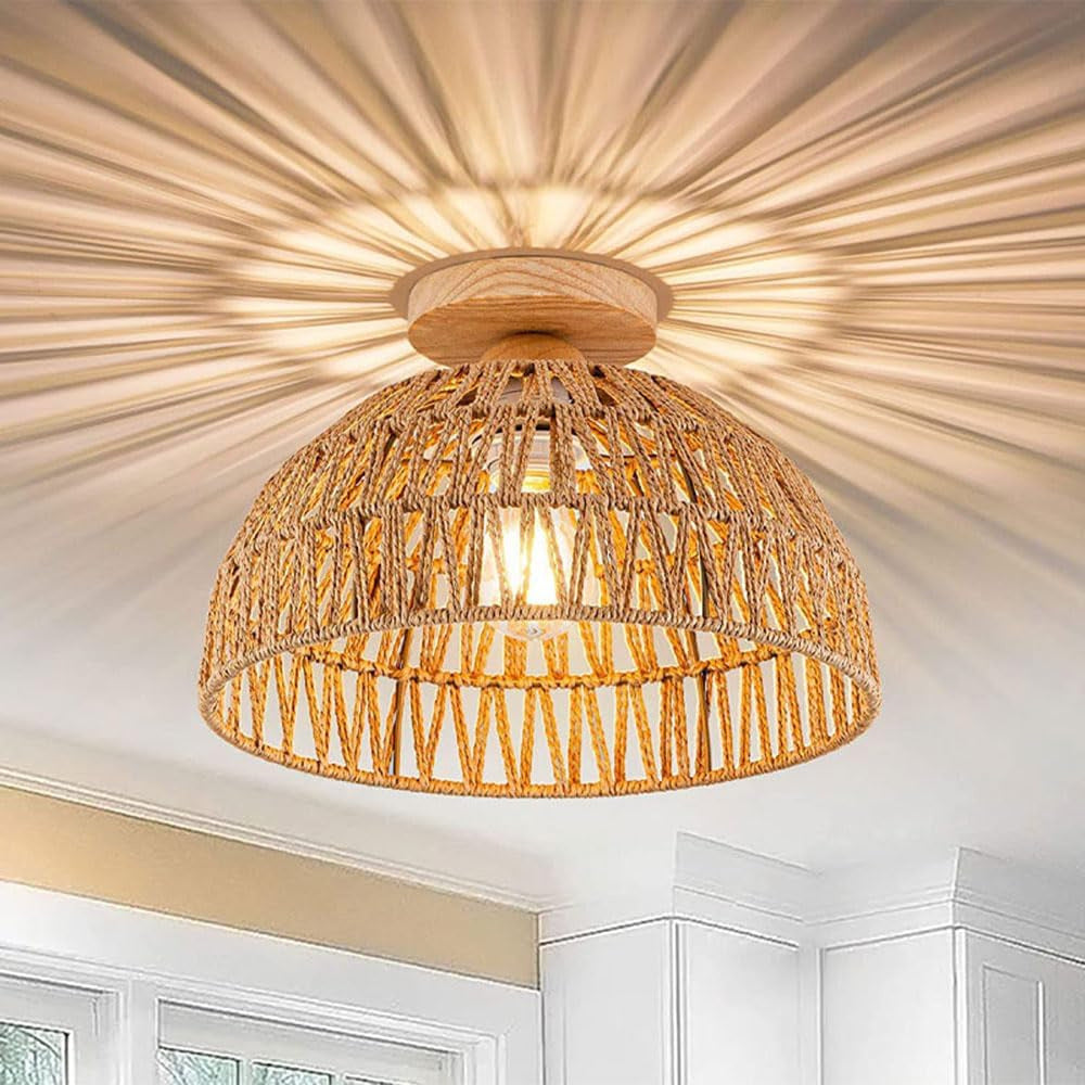Bohemian Natural Woven Hemp Rope Pendant Light