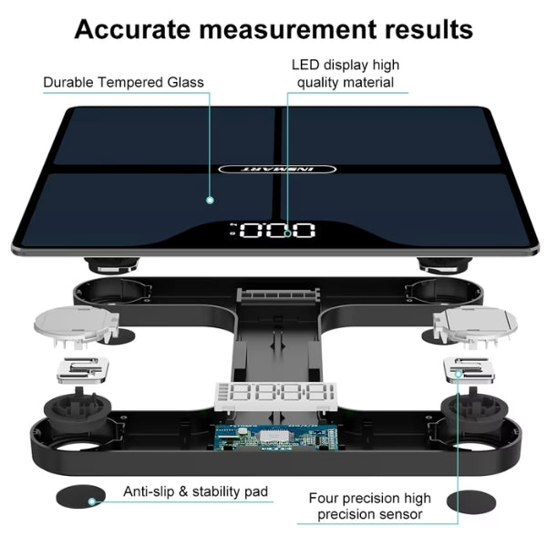 BowLift | Premium Black Digital Bathroom Scale - Advanced Body Measurement & Weight Tracking