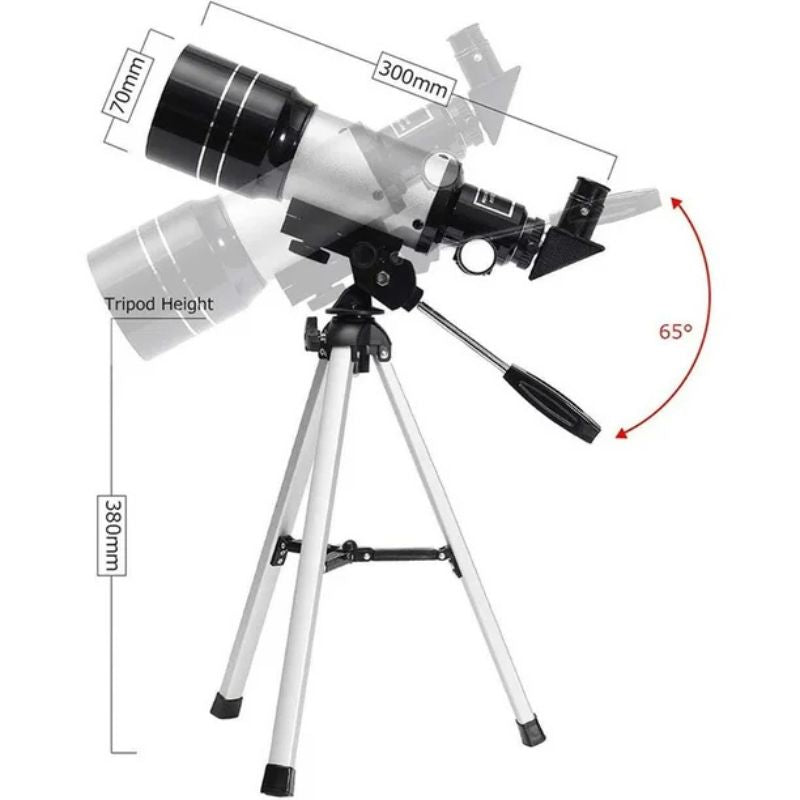 BowLift | Professional Astronomical Telescope | 70mm Aperture, 300mm Focal Length & Easy Setup for Stargazing and Nature Exploration