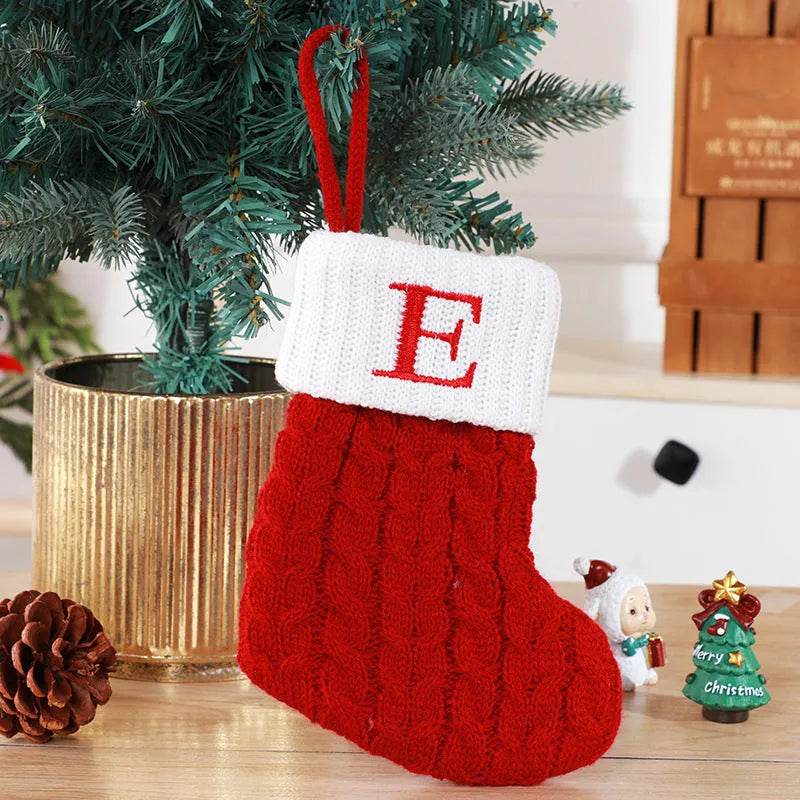 BowLift | Cute Letters Christmas Stockings Decorative Creative Tree Pendant Wool Knitted Socks