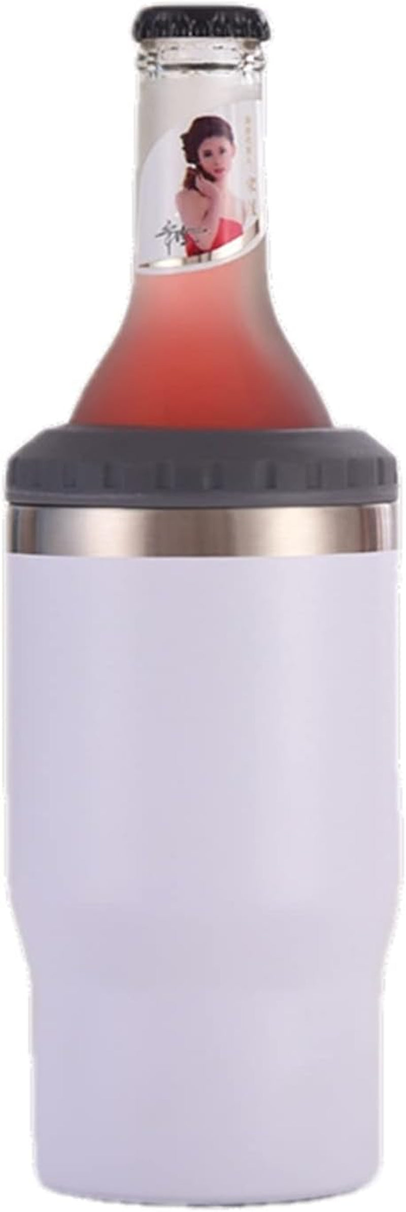 BowLift | 4 in 1 stainless steel can/bottle insulator, 14Oz two-way lid SUS insulated can cooler, beer bottle holder (Black)