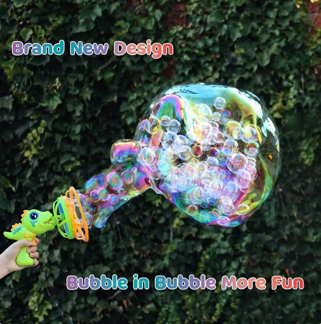 BowLift | Dinosaur Bubble Blower — Quiet Electric Bubble Machine for Kids