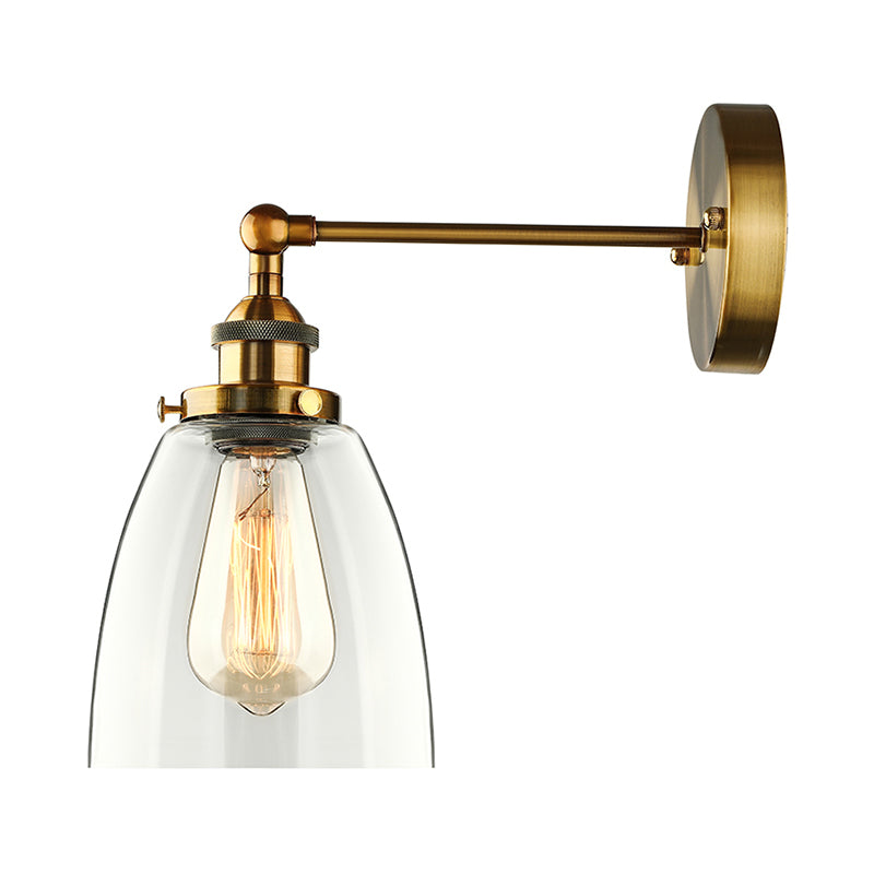 BowLift | Bronze/Brass/Copper One Light Wall Lamp Vintage Style Clear Glass Tapered Lighting Fixture for Living Room